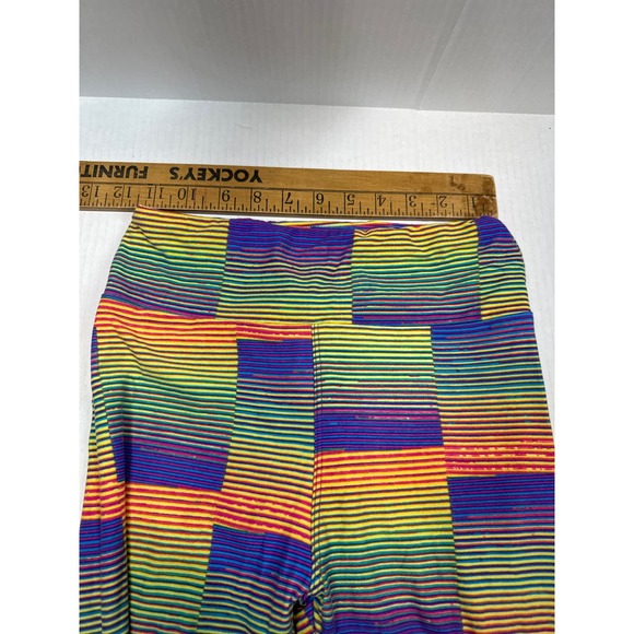 Lularoe One Size Geometric Lines Multicolor Striped Leggings Gym Training OS - Picture 3 of 3